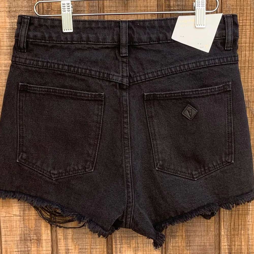 NWTS Abrand High Rise Black Distressed Jean Shorts